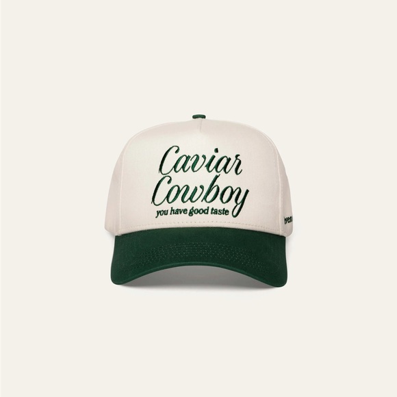 Eleven Eleven Accessories - Eleven Eleven CAVIAR COWBOY CAP IN BEIGE & FOREST GREEN